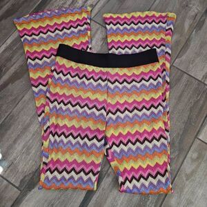 NWT Pretty Damage Chevron Flared Stitch Knit Cover Up Pants